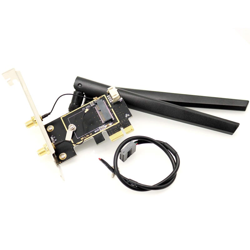 Deal4GO M.2 NGFF Wireless Card to PCIe Adapter Desktop WLAN Converter w/ 2X 6dBi Antenna for Intel AX210 AX200 9260 8265 8260 7265 7260 Killer 1535 (NO WiFi Card) - Image 4